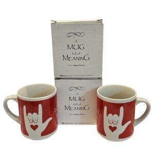 Abbey Press "I Love You" Sign Language Coffee Mugs - New In Box Set of 2